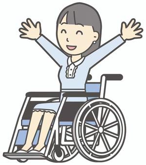  ワンピースお嬢様-296-全身 車いす,お嬢様,女性,女の子,オシャレ,人物,かわいい,障害者,車椅子,座るのイラスト素材