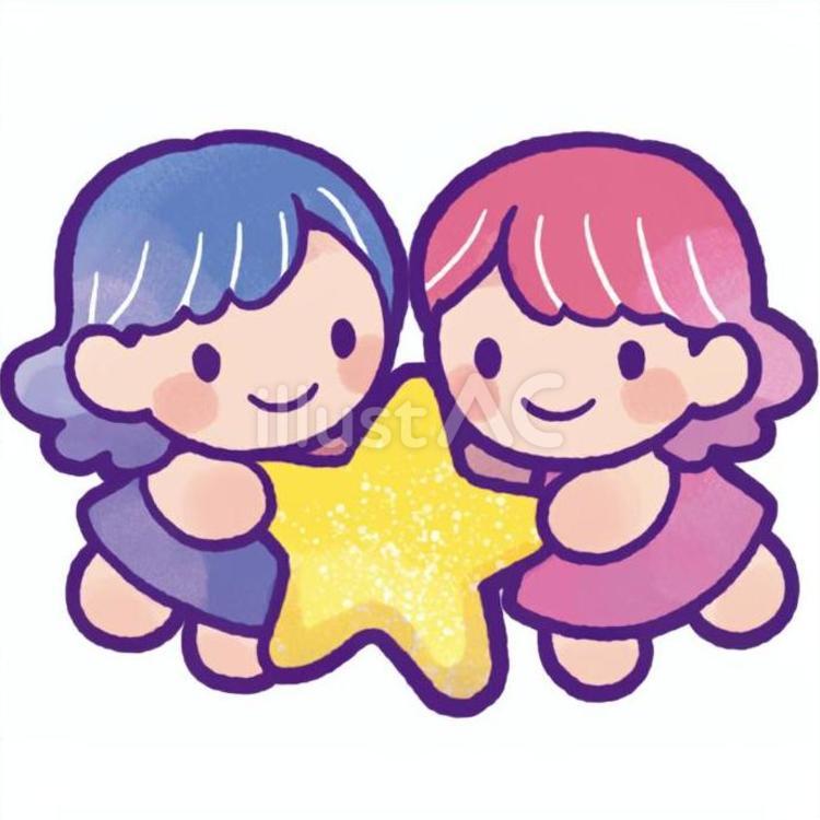 ふたご座のイラスト 星座,双子座,双子のイラスト素材