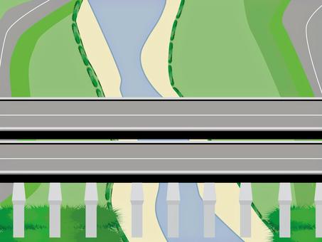 川にかかる橋 仮設橋と橋脚 川,橋,道路,橋脚,工事のイラスト素材