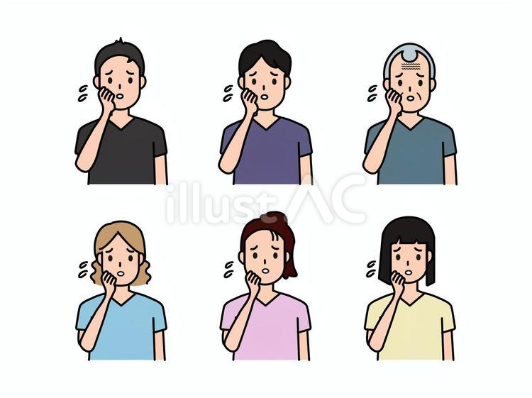 焦る表情の男女の上半身セット 男性,女性,焦るのイラスト素材