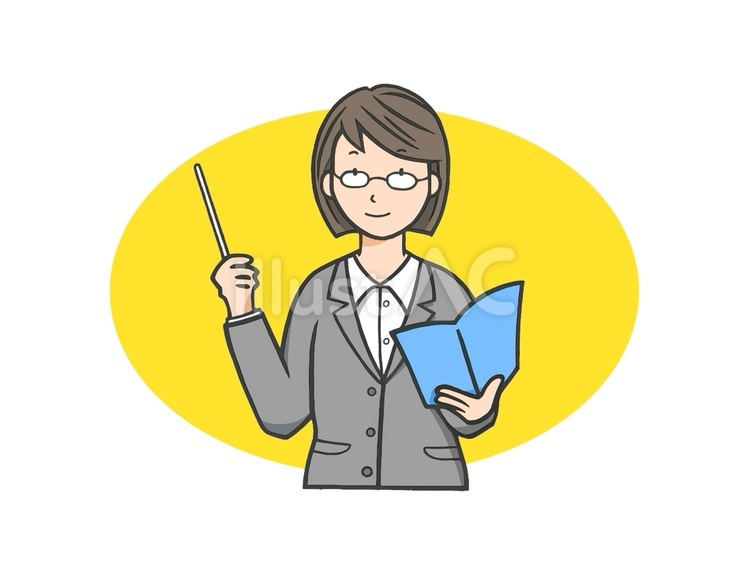 学校等の教育機関で教壇に立つ女性教師 女性,先生,教師のイラスト素材