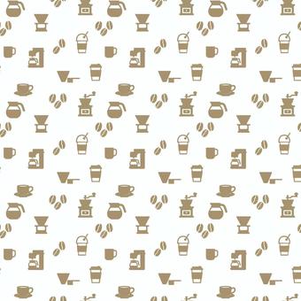 カフェタイムシームレスパターン・ベージュ コーヒー,ドリップ,カップ,マグカップ,コーヒーミル,コーヒーメーカー,シームレスパターン,背景,北欧風,シンプルのイラスト素材