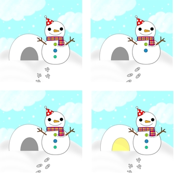 【スリーヒントクイズ】ゆきだるま③ 雪だるま,かまくら,雪,冬,間違い探し,スリーヒントクイズ,療育,保育,プリント,言語聴覚療法のイラスト素材