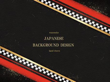 Checkered and gold leaf line Japan background 253, JPG, PNG and AI Checkered and gold leaf line Japan background 253, and handle, checkered pattern, gold foil, JPG, PNG and AI