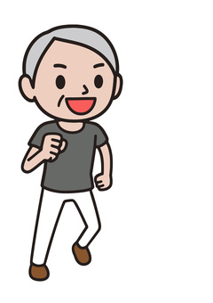 走る老人 走る老人 人物,運動,ジョギング,ランニング,年配,健康,男,ストレッチ,普段着,日常のイラスト素材
