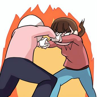 取っ組み合いのケンカ＿女性 人物,生活,ニーショット,女性,取っ組み合い,ケンカ,白熱,素材のイラスト素材