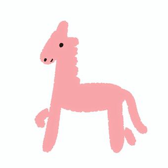 ピンクの馬イラスト　可愛い　北欧　午年 馬,干支,動物,動物園,競馬,競馬場,牧場,午年,かわいい,アナログのイラスト素材