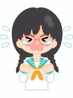 学生服女性2泣き喚く 学生服,泣く,喚く,癇癪,涙,悲しい,辛い,むかつく,セーラー服,学生のイラスト素材