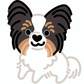 ハート鼻のパピヨン（立つ）5 パピヨン,犬,動物,ハート,鼻,立つ,シンプル,かわいい,キュート,デフォルメのイラスト素材