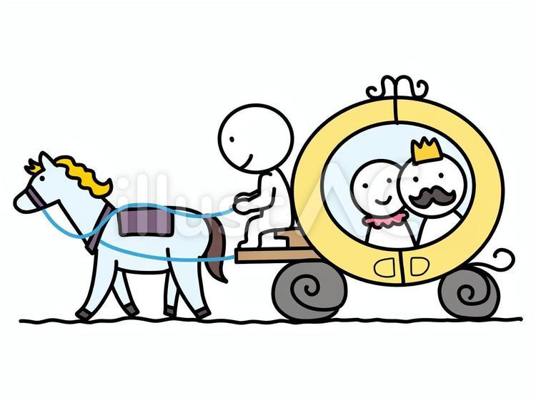 馬車に乗る棒人間の王様 馬車,棒人間,馬のイラスト素材