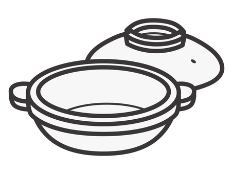 土鍋（蓋付き・後）03 土鍋,鍋物,鍋,調理器具,アイコン,マーク,シンプルのイラスト素材