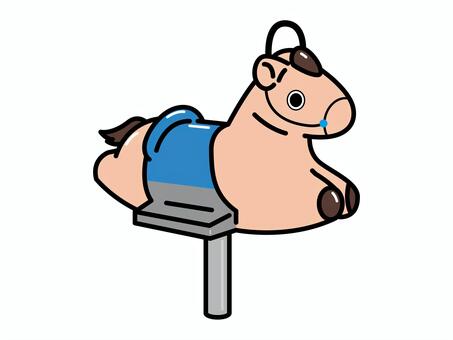 公園在住の青いお馬さん 公園,遊具,馬,ロッキング遊具,動物のイラスト素材