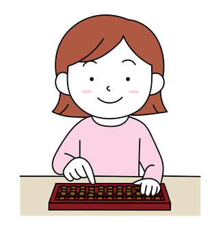そろばんをしている女の子 そろばん,女子,習い事,そろばん塾,学習のイラスト素材
