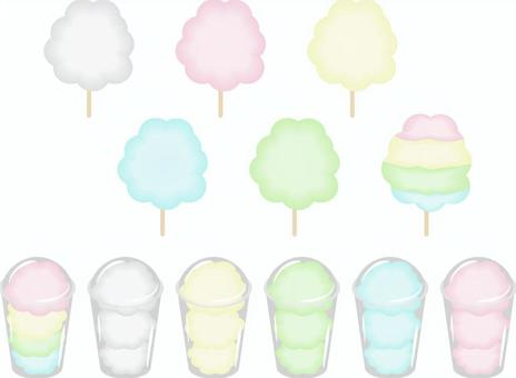 わたがしセット わたがし,わたあめ,綿菓子,レインボーわたがし,カップわたがし,映え,コットンキャンディ,縁日,お祭り,屋台のイラスト素材