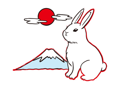 富士山とウサギ