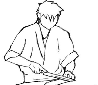 仕込みをする料理人 仕込みをする料理人 調理師,料理人,コックさん,コック服,調理,料理,シェフ,飲食店,レストラン,専門学生のイラスト素材
