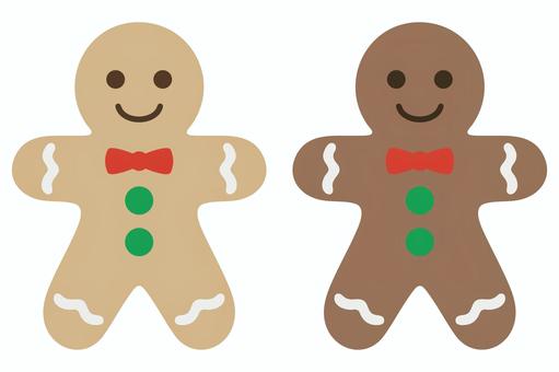 ジンジャークッキー 2色のイラストセット ジンジャークッキー,ジンジャーブレッドマン,ジンジャーブレッド,クリスマス,xmas,メリークリスマス,クリスマスイブ,クリスマス会,デコレーション,パーティーのイラスト素材