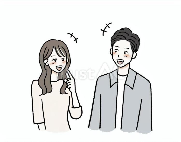 共通の話題で盛り上がる男性と女性 男性,女性,話題のイラスト素材