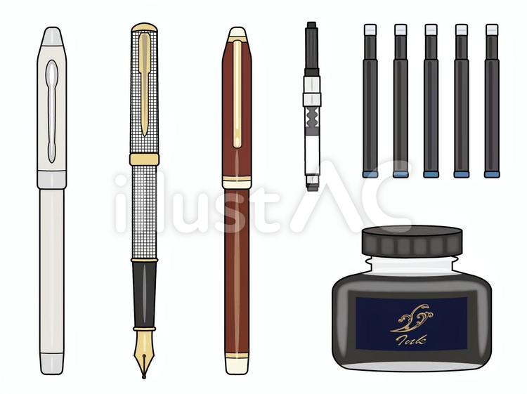 筆記具・インク 万年筆,筆記具,文具のイラスト素材