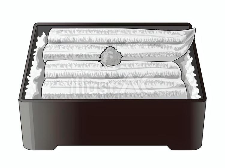 うなぎの白焼き重（白黒） うなぎ,白焼き,うな重のイラスト素材