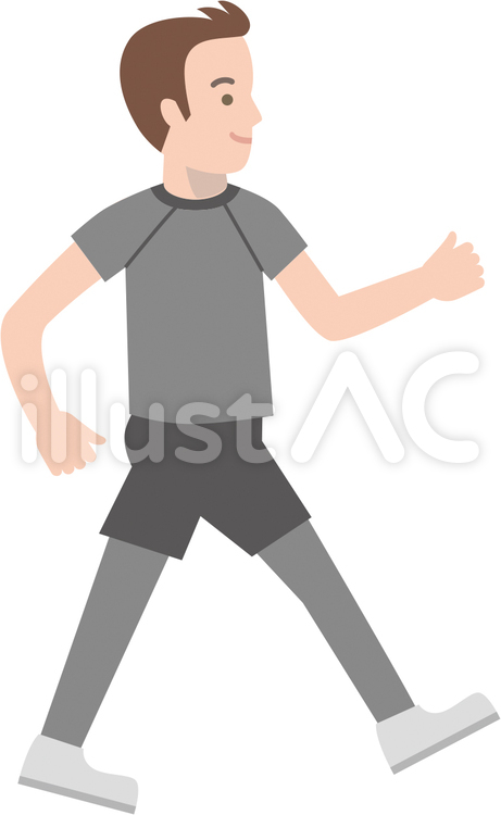 ウォーキングをする男性 ウォーキング,万歩計,歩くのイラスト素材