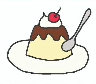 お皿にのったプリン お皿にのったプリン プリン,おやつ,デザート,スプーン,お皿,かわいいのイラスト素材