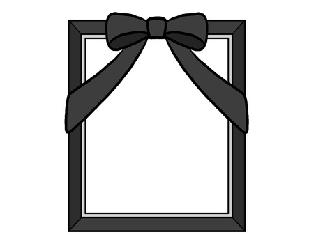 遺影 遺影,フレーム,額縁,リボン,黒,葬式,シンプル,背景透過のイラスト素材