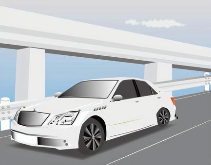 工事後バイパス高架橋道路を走る車 バイパス,高架橋,道路,車,ガードレールのイラスト素材