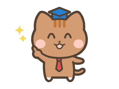 指差しするねこ先生（茶トラ） 猫,ねこ,先生,かわいい,ゆるい,指差し,やる気,ネコ,動物,ペットのイラスト素材