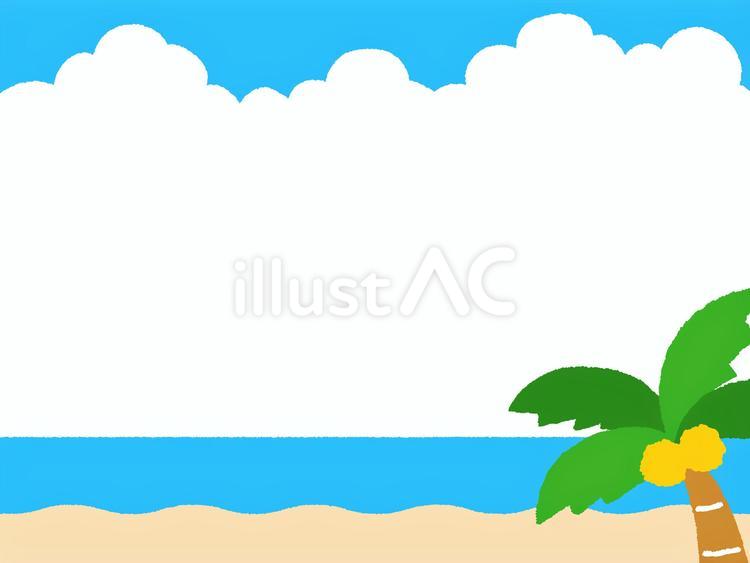 夏の青空とヤシの木のフレーム 夏,海,海水浴のイラスト素材