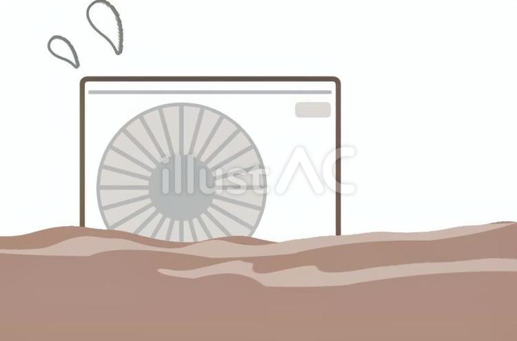 水害で故障するエアコンの室外機2 室外機,エアコン,水のイラスト素材