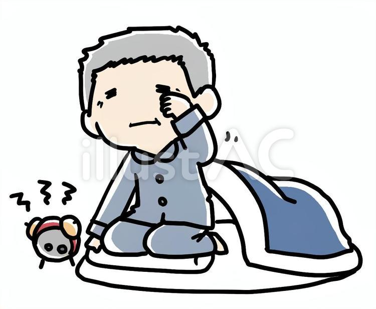 寝起きで目をこするおじいさん 寝起き,目,こするのイラスト素材