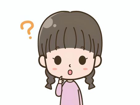 疑問に思う女の子の上半身イラスト 疑問に思う女の子の上半身イラスト 人物,子供,女の子,娘,小学生,はてな,疑問,悩む,考える,困るのイラスト素材