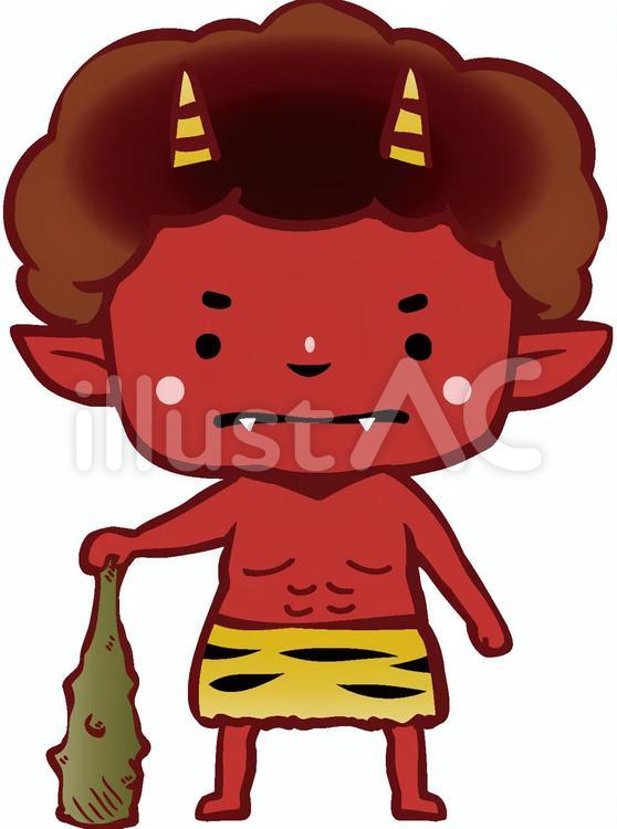 棍棒を持つ赤鬼 鬼,節分,二月のイラスト素材