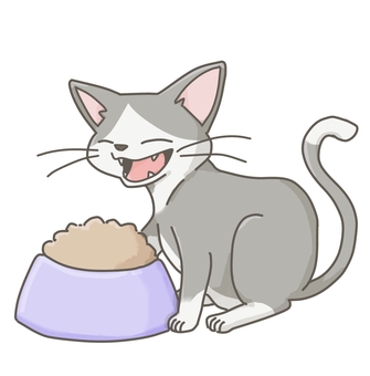 ごはんを食べる猫 猫,キャットフード,食事,健康管理,動物病院,栄養,餌,フードのイラスト素材