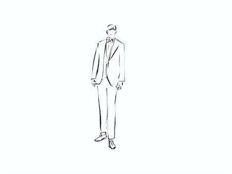 線画の新郎 線画の新郎 新郎,線画,男性,結婚式,モノクロ,スーツ,シンプル,ペン画のイラスト素材