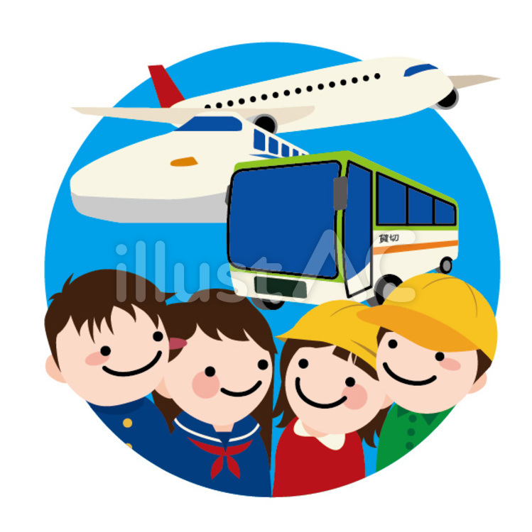 交通手段の選択 修学旅行,新幹線,バスのイラスト素材