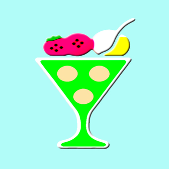 パフェ・スイーツのデザインアイコン素材 パフェ,スイーツ,デザイン,アイコン,カラフル,イチゴ,アイスクリーム,トッピング,ソーダ,カクテルのイラスト素材