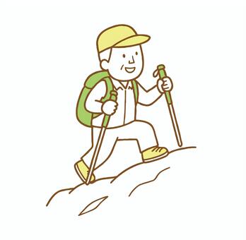 シニア山登り3C（AC0189） 登山,山登り,ハイキング,趣味,シニア,元気,全身,健康,山,山歩きのイラスト素材