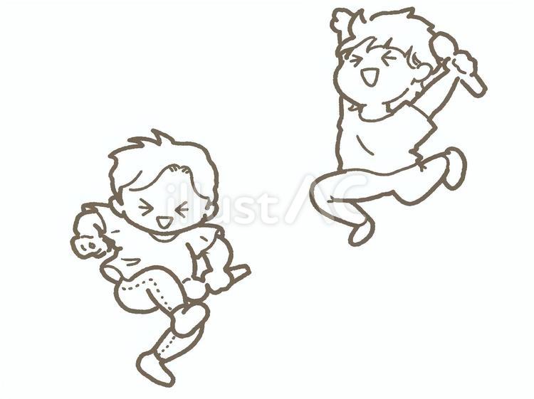 マイクを持ちカラオケを楽しむ2人の男の子 楽しい,楽しみ,嬉しいのイラスト素材
