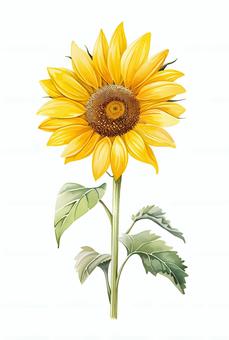 Illustration, sunflower, summer, yellow, 