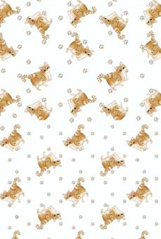 茶トラ猫ちゃんと足跡の背景壁紙★透過有 茶トラ,猫,子猫,足跡,あしあと,動物,ペット,小動物,生き物,茶色のイラスト素材