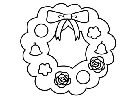 クリスマスリースのぬりえ クリスマス,リース,ぬりえ,シンプル,かわいいのイラスト素材
