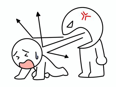 激しい叱責に潰れる棒人間 激しい叱責に潰れる棒人間 怒る,棒人間,耐える,我慢,堪える,矢印,2人,叱る,理不尽,怒鳴るのイラスト素材