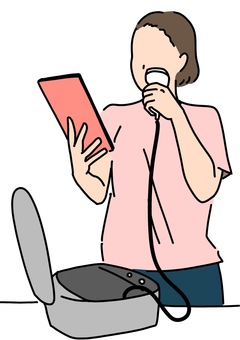 顔脱毛をセルフでやる女性　カラー 顔,脱毛,女性,セルフ,カラーのイラスト素材