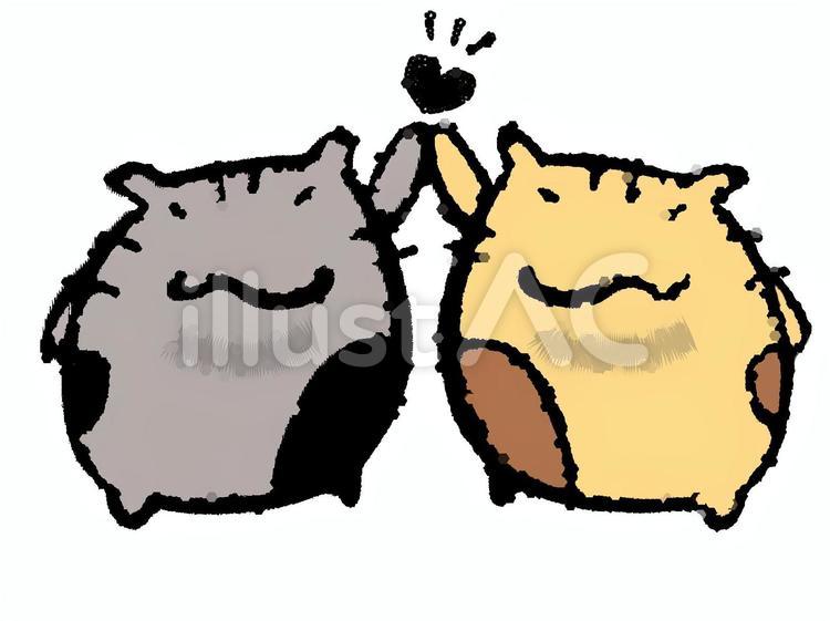 仲良し猫 猫,動物,ハートのイラスト素材