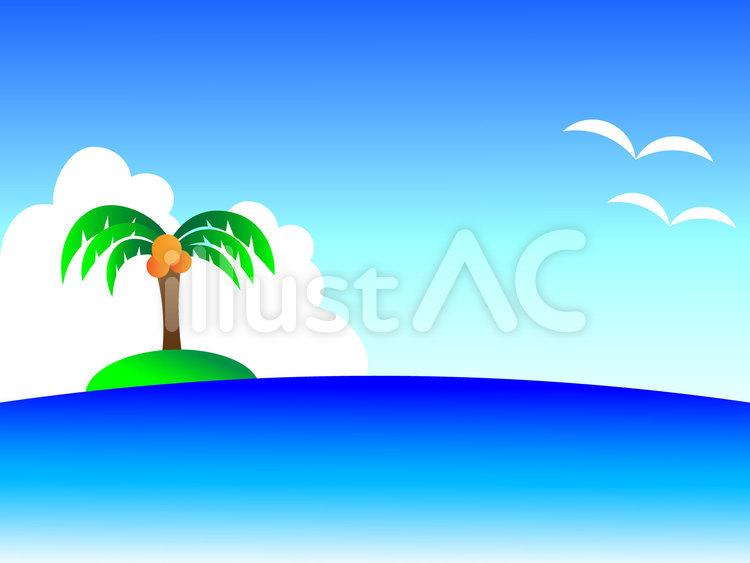 夏の海　背景 ヤシの木,椰子の木,島のイラスト素材