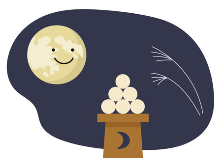 Illustration, month, the moon viewing, tsukimi dumplings, 