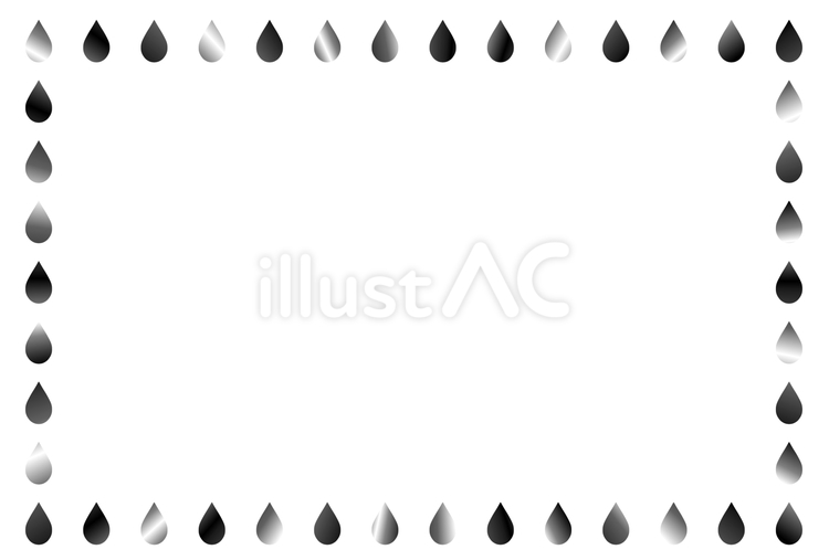 雨の雫のフレーム★白黒グラデーション 雨,雫,フレームのイラスト素材