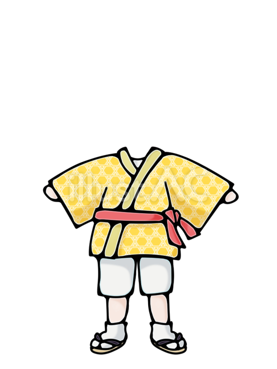 黄色の法被姿の人の顔ハメ 法被,顔ハメ,祭のイラスト素材
